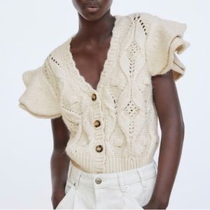 NWT Zara Ruffled Knit Shirt Sz S